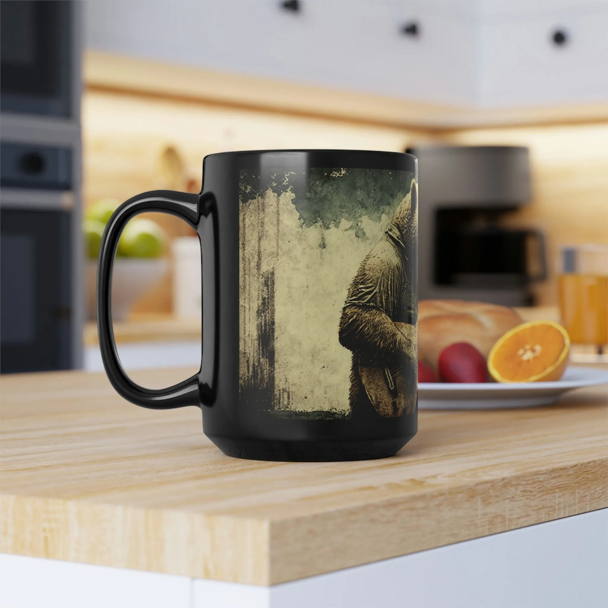 Vintage Grizzly Bear Playing Guitar - 15 oz Coffee Mug