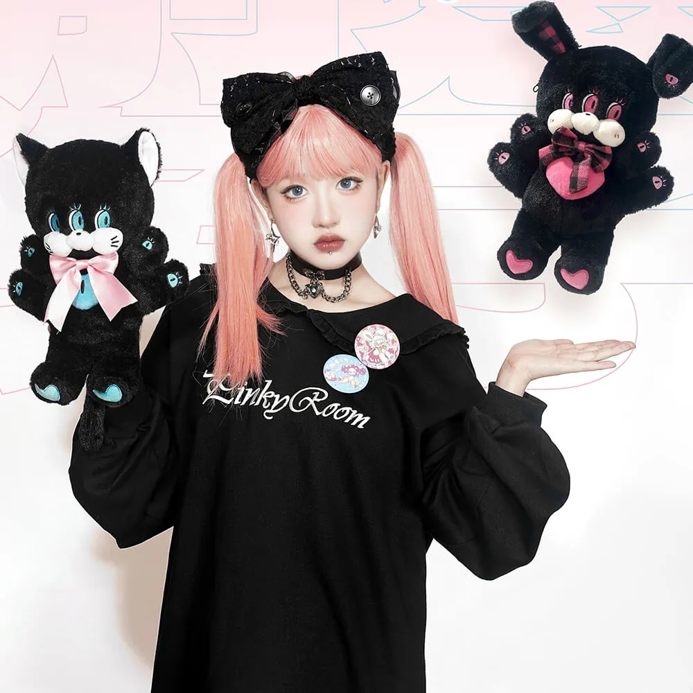 Wacky Eyed Bunny and Cat Plushie Bag