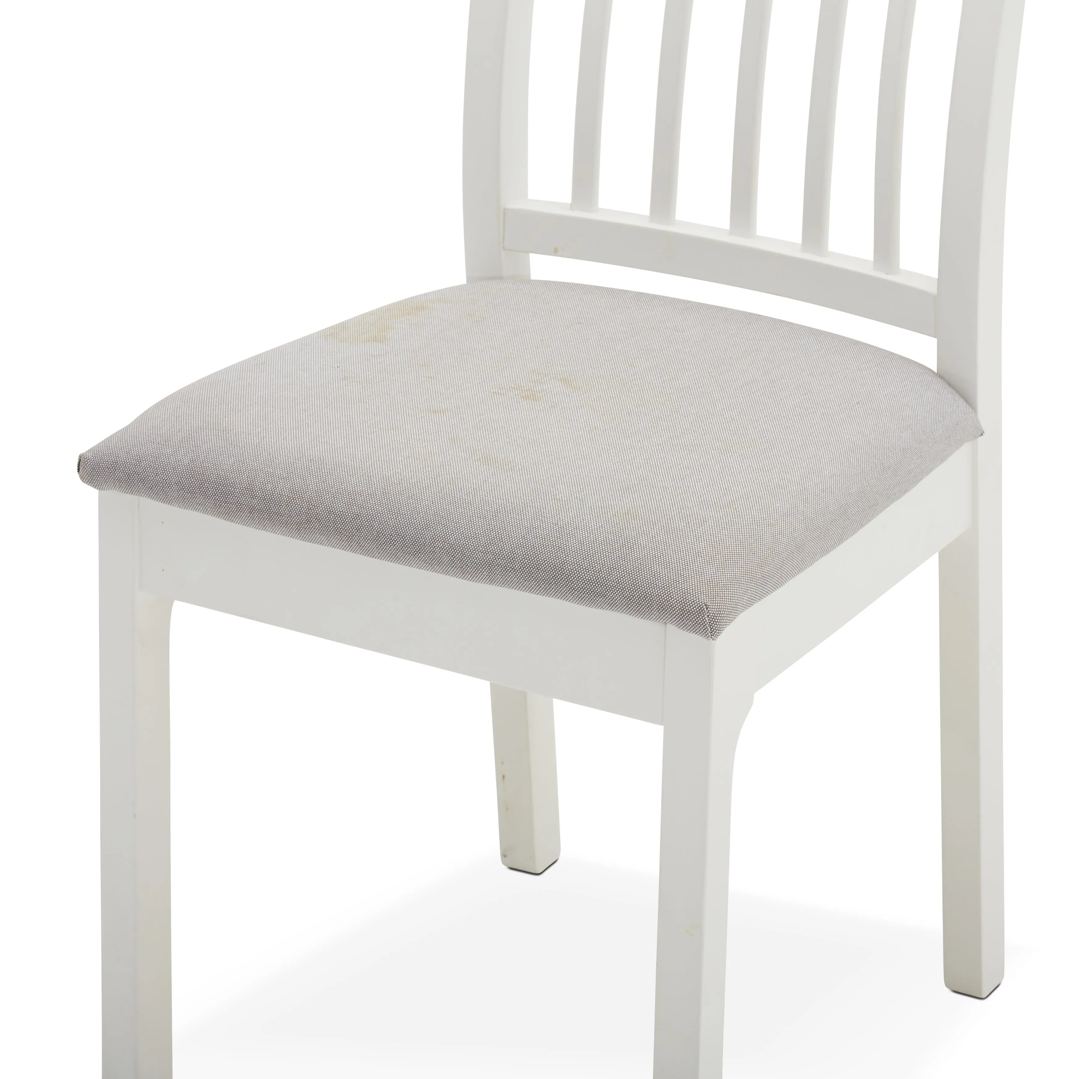 White Chair with Grey Cushion