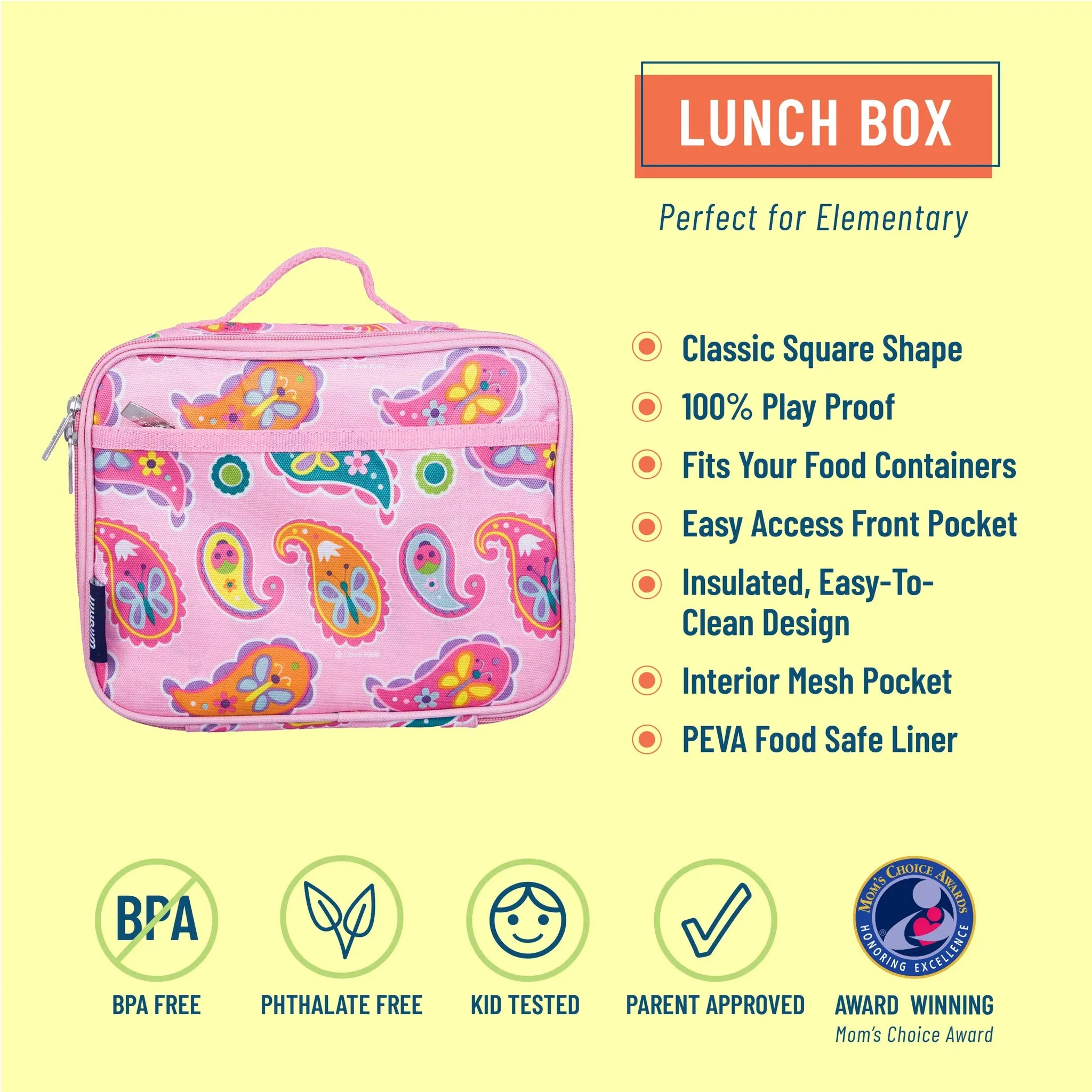 Wildkin Olive Kids Pink Paisley Lunch Box Bag [BPA-Free]