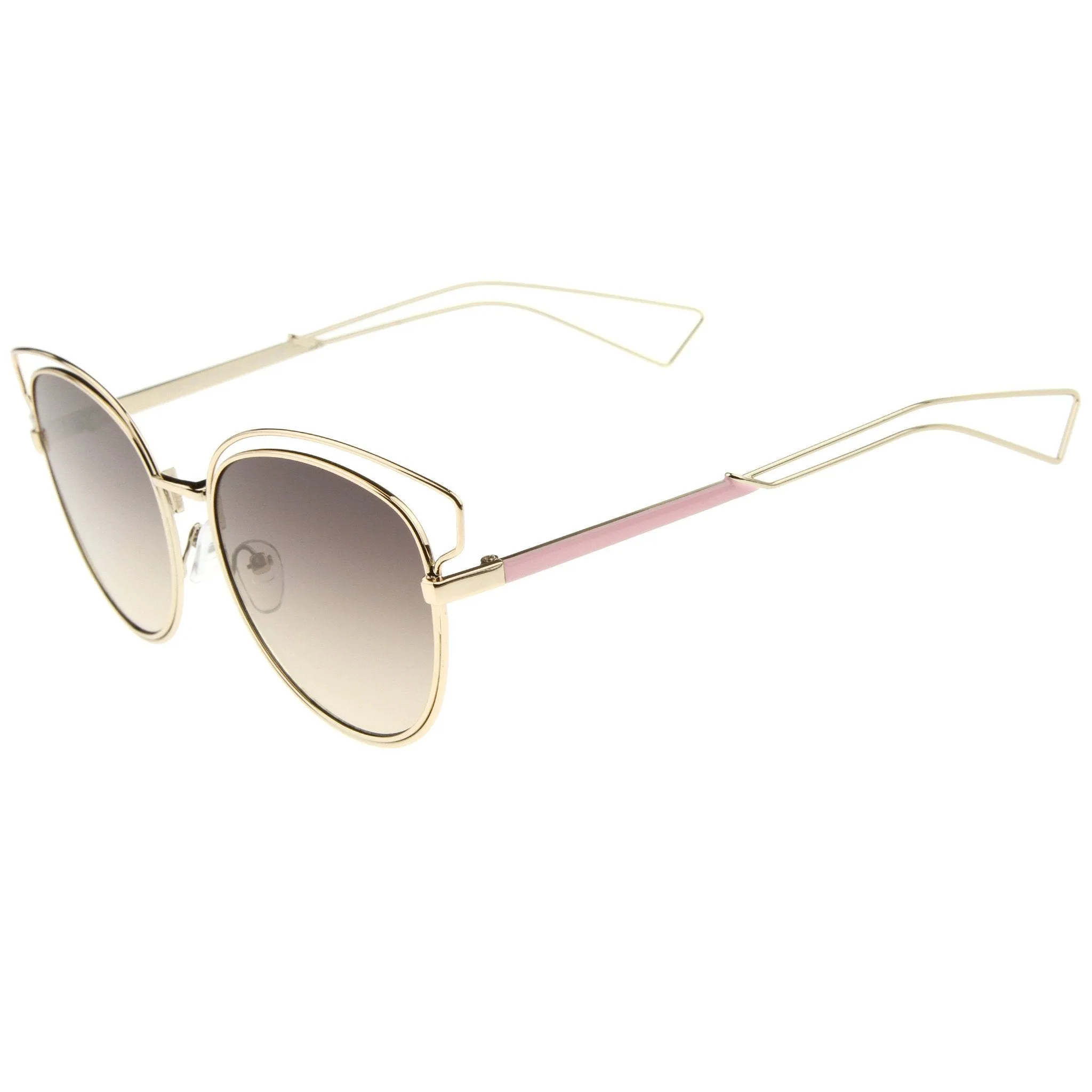 Women's Metal Wire Frame Flat Lens Sunglasses A345