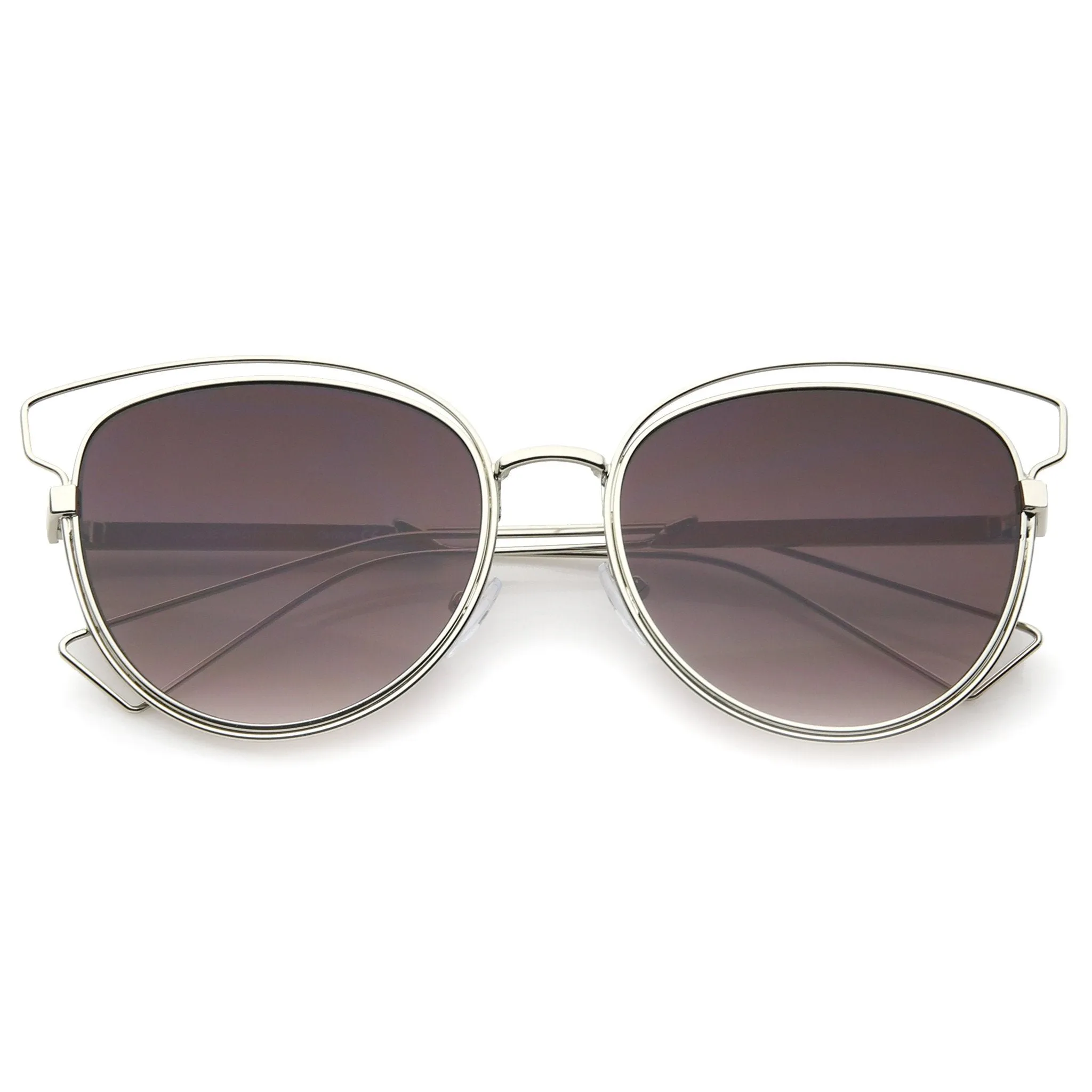 Women's Metal Wire Frame Flat Lens Sunglasses A345