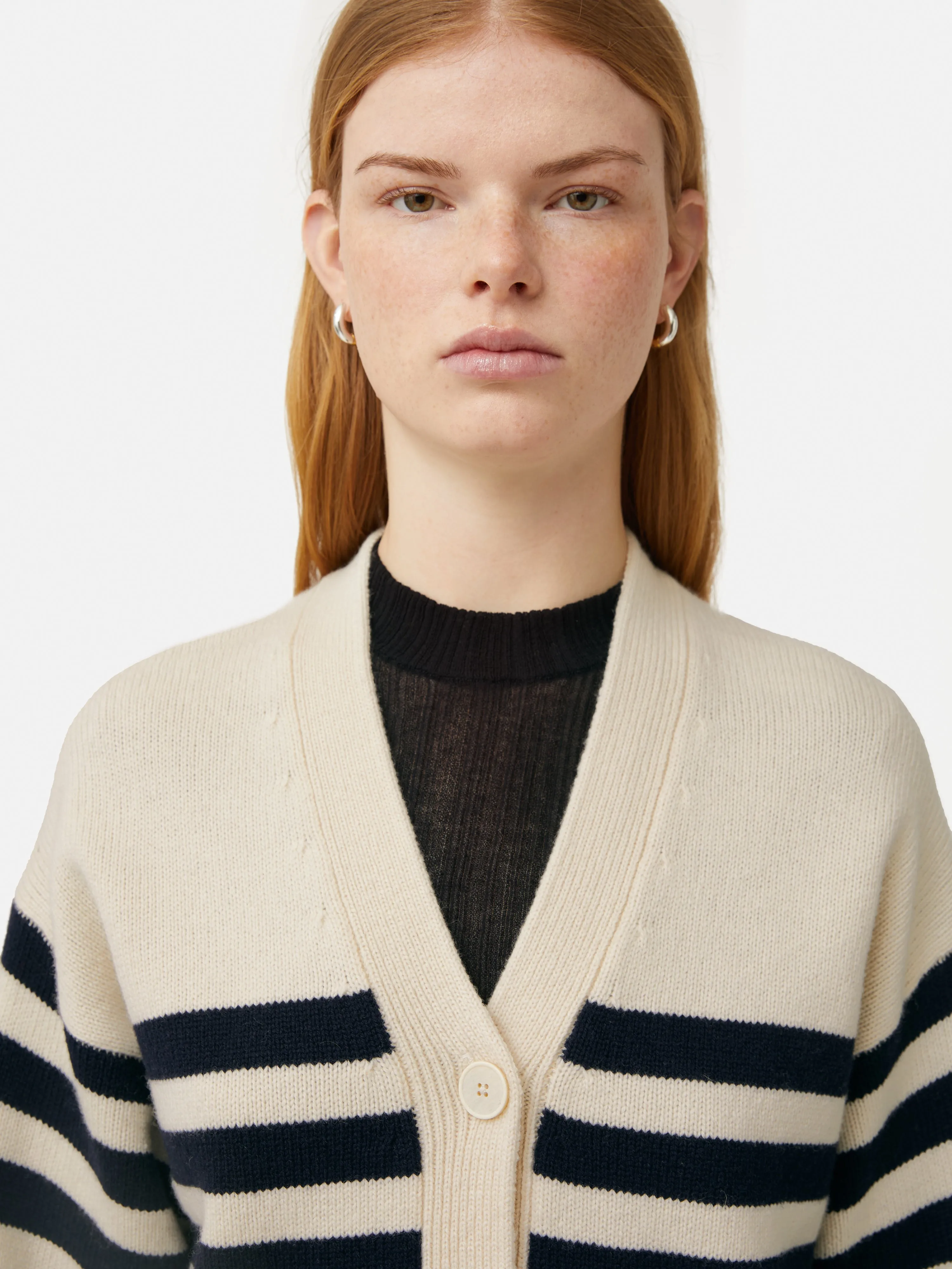 Wool Mariniere Cardigan | Navy