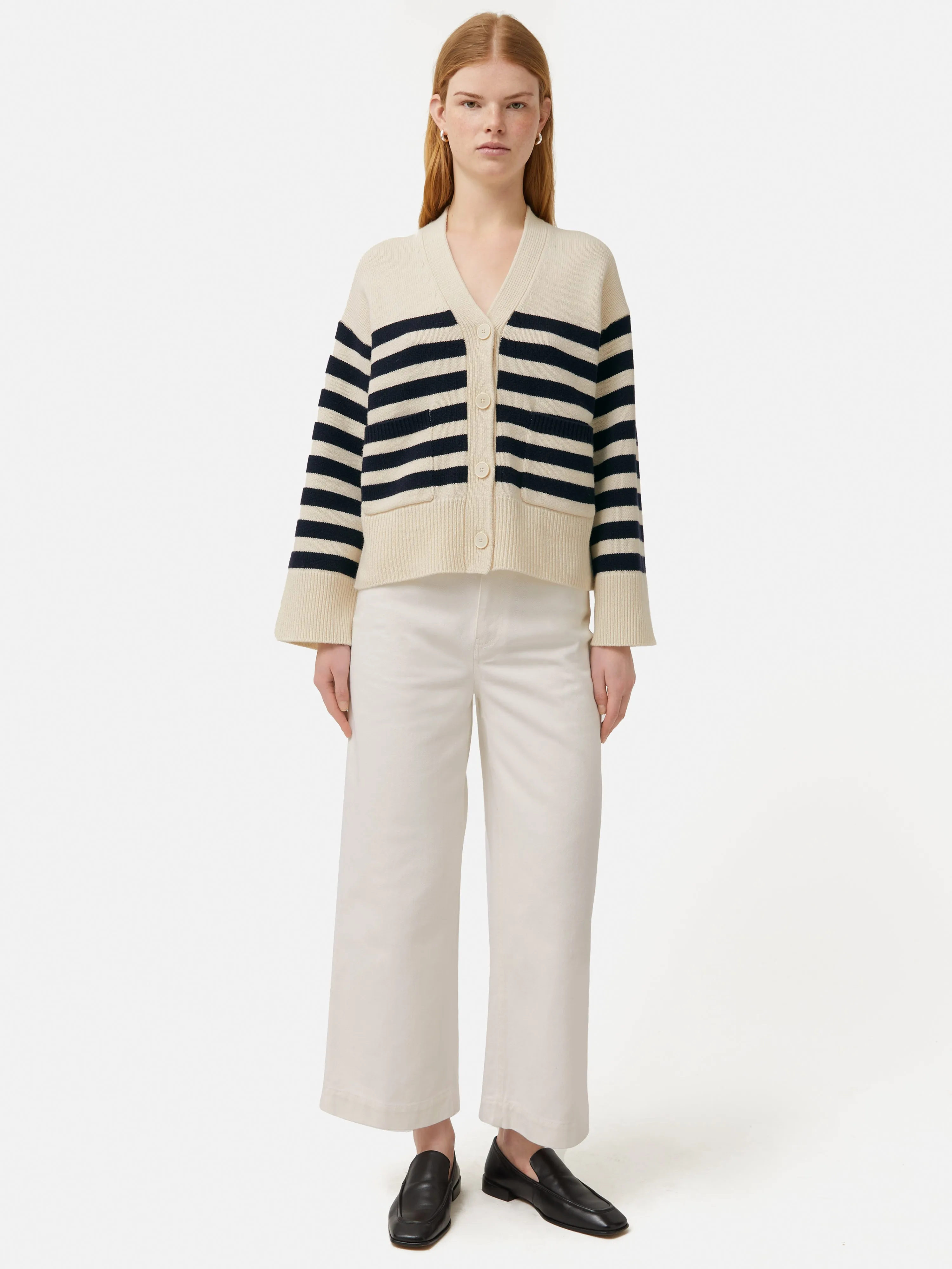 Wool Mariniere Cardigan | Navy