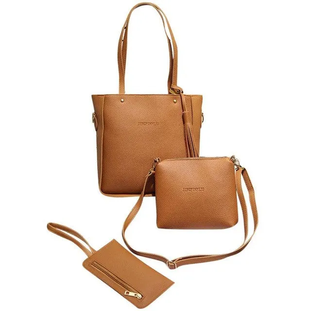 Xiniu 3PCS women bag summer Tassels leather woman bag cross body messenger Shoulder Bag #6M