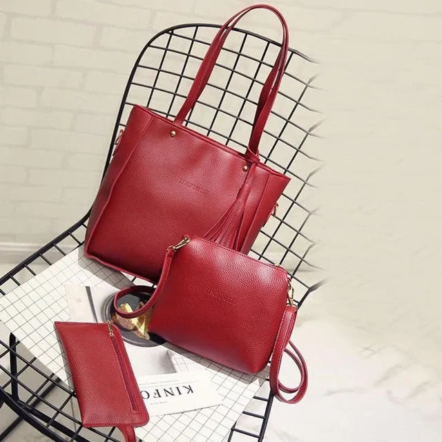 Xiniu 3PCS women bag summer Tassels leather woman bag cross body messenger Shoulder Bag #6M