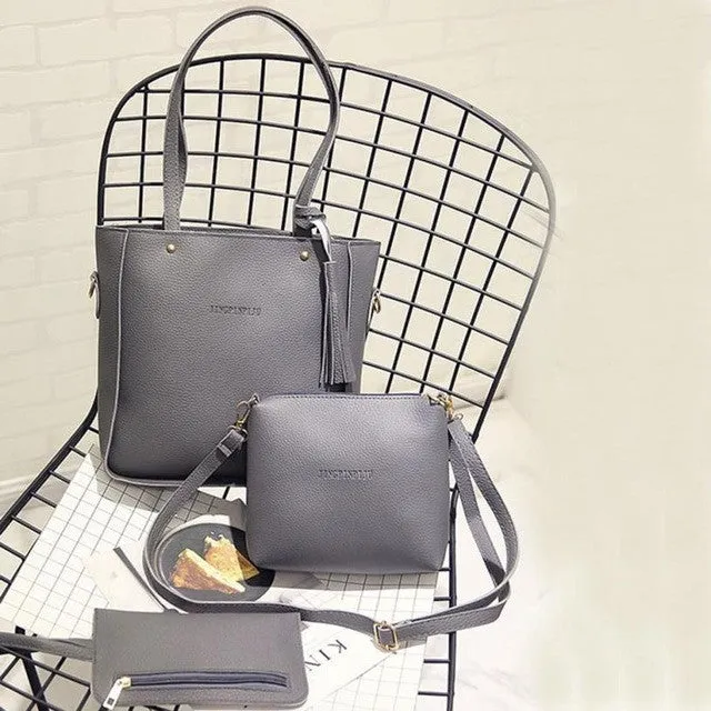 Xiniu 3PCS women bag summer Tassels leather woman bag cross body messenger Shoulder Bag #6M