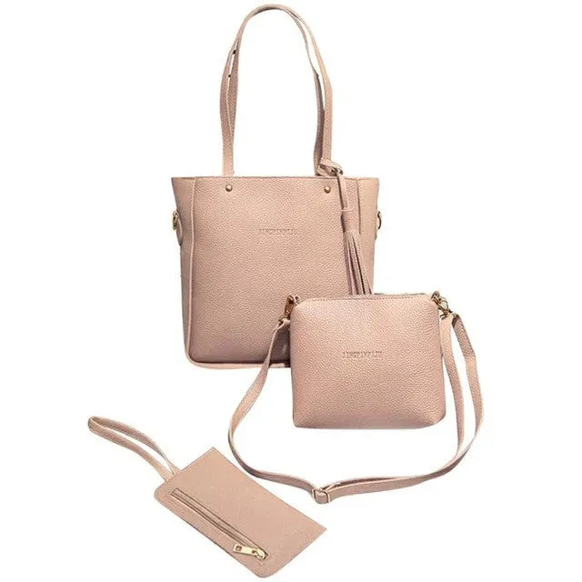 Xiniu 3PCS women bag summer Tassels leather woman bag cross body messenger Shoulder Bag #6M